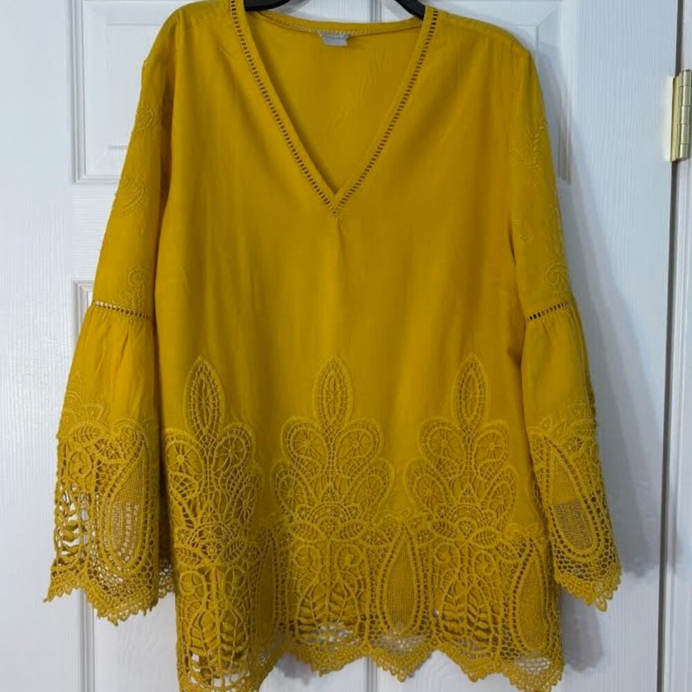 Chico cotton, gold, fully lined top, size 8/10